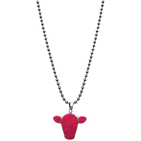 Pink Cow Head Navajo Necklace