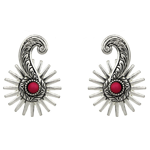 Western Spur Post Earrings - Red