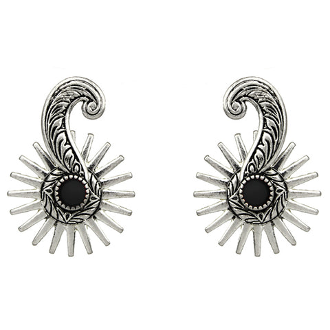 Western Spur Post Earrings - Black