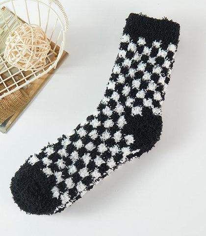 Checkerboard Fuzzy Socks