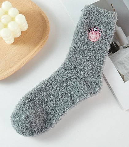 Cowgirl Smiley Fuzzy Socks (2 colors available)