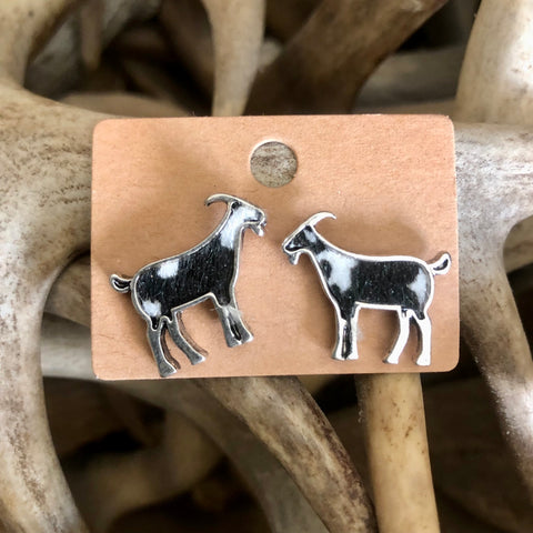 Black & White Cowhide Goat Earrings