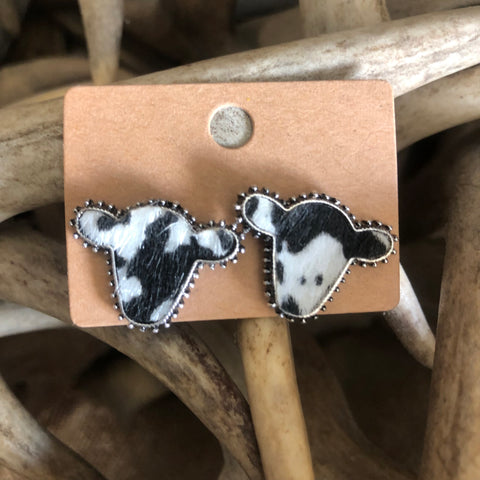 Black Cow Print Heifer Earrings