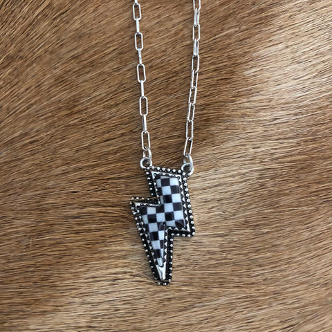 Lightening Bolt Checkered Necklace