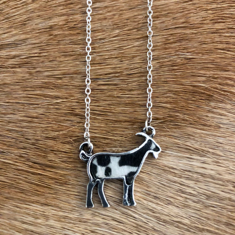 Black & White Cowhide Goat Necklace